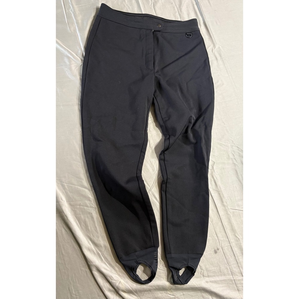Vintage Black Fleece Lined Stirrup Pants High Waisted Equestrian Made in USA